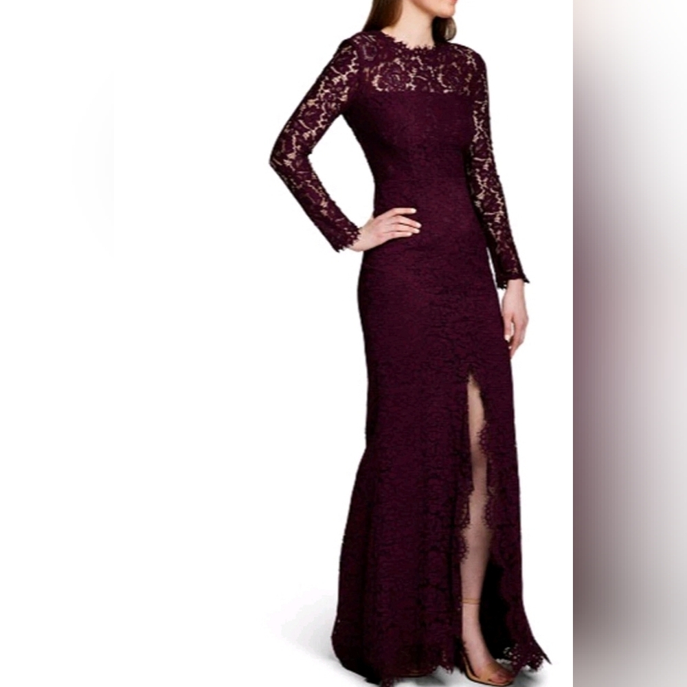 RACHEL ZOE Angie Lace Long Sleeve Dress Fig Purple Sz 4 NWT